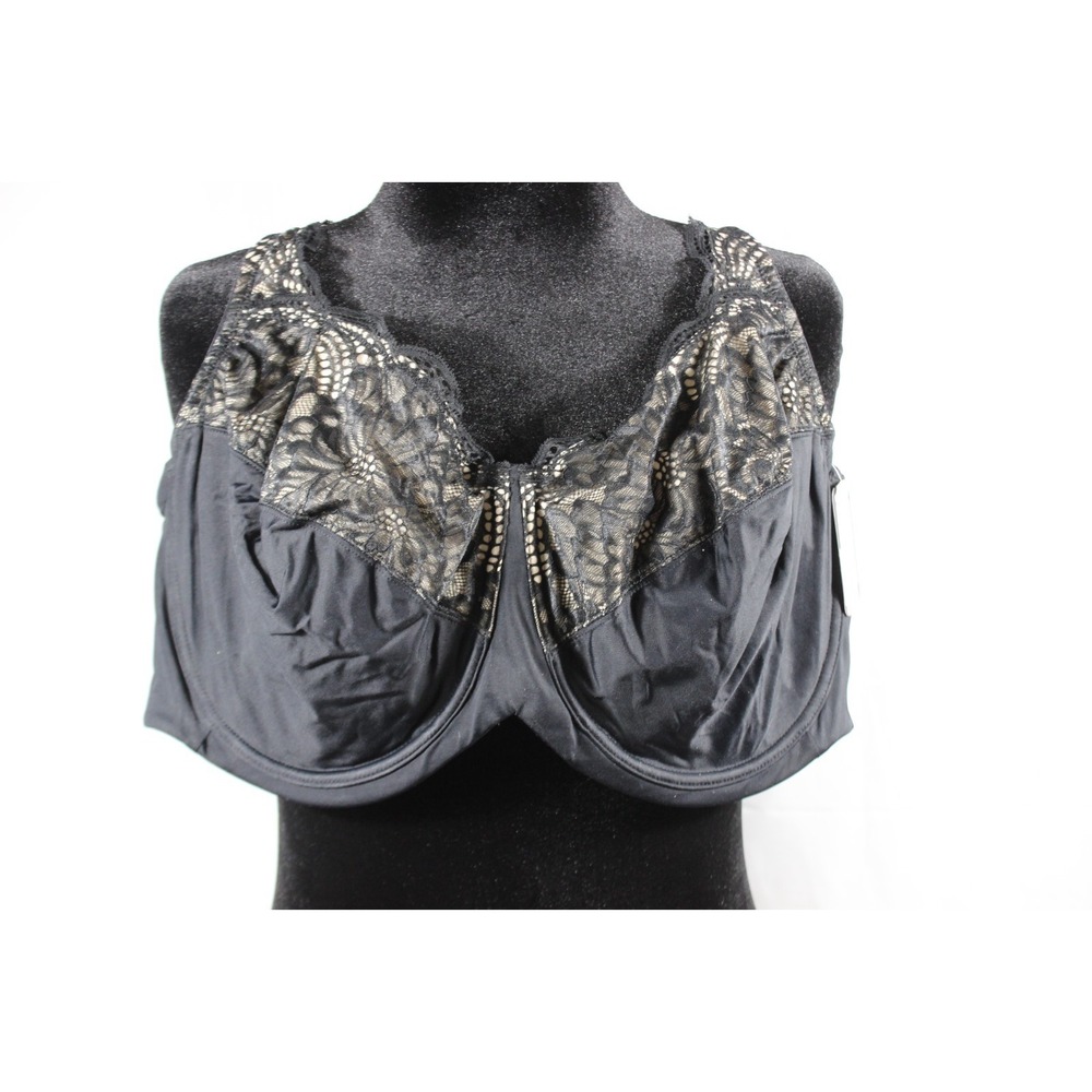 Modern Movements Women's Bra 42G Y72BM053L Black w/ Lace Trim NWT